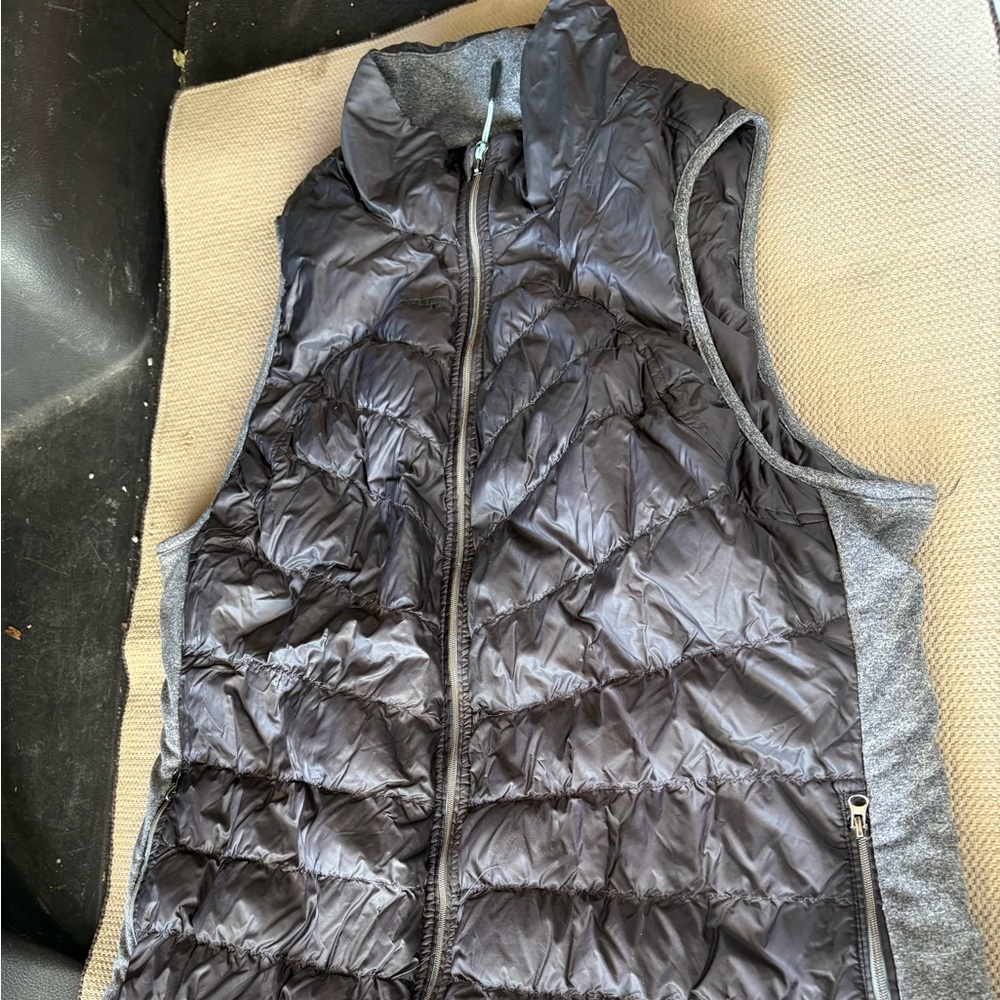 Black and Gray Down Puffer  Vest